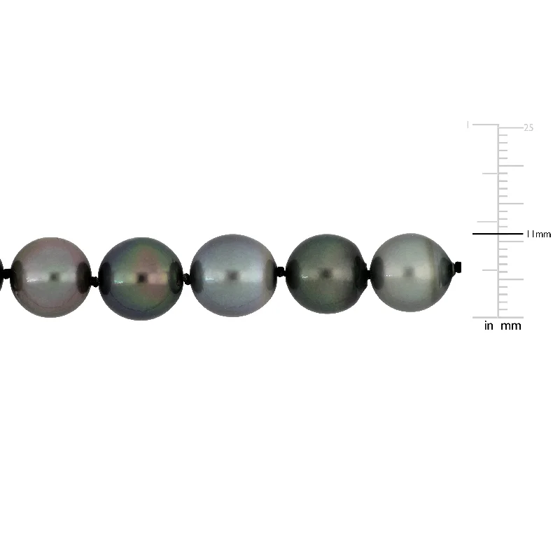 layered gold necklaces-Miadora Multi-Shade Tahitian Cultured Pearl Strand Necklace w 14k White Gold Ball Clasp - 18 in