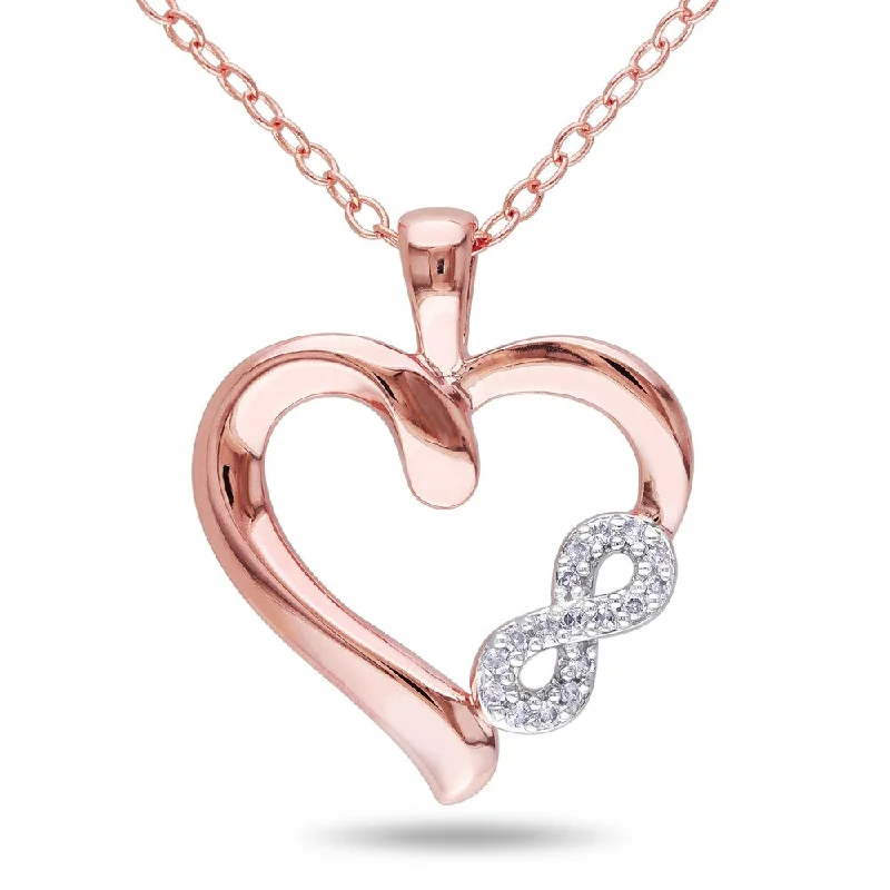 cross necklaces for men-Miadora Rose Plated Silver Diamond Infinity Heart Necklace