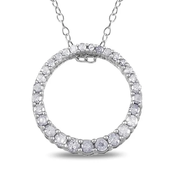 luxury gold necklaces-Miadora Sterling Silver 1/3ct TDW Diamond Circle Necklace