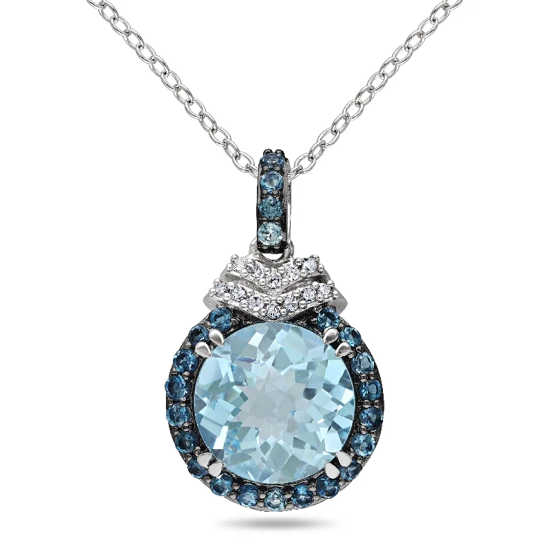 gemstone and diamond necklaces-Miadora Sterling Silver Blue Topaz and Diamond Accent Necklace