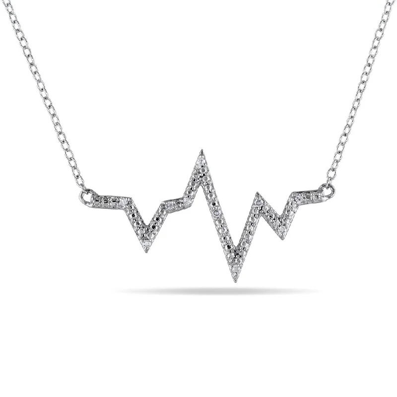 zodiac sign necklaces for women-Miadora Sterling Silver Diamond Accent Heartbeat Necklace