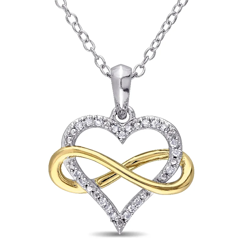 women’s chic necklaces-Miadora Two-Tone Sterling Silver 1/10ct TDW Diamond Infinity Heart Necklace - White