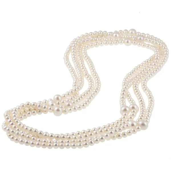 chain necklaces with charms-Miadora White Cultured Freshwater Pearl 100-inch Endless Necklace (5-10 mm)