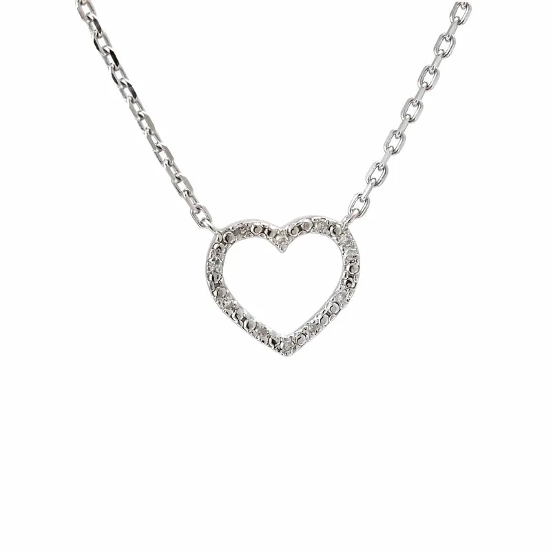 gold pendant necklaces-Open Heart Necklace with Diamonds