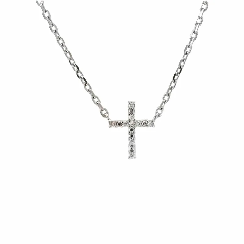 women’s heart-shaped necklaces-Classic Cross Necklace with Diamonds