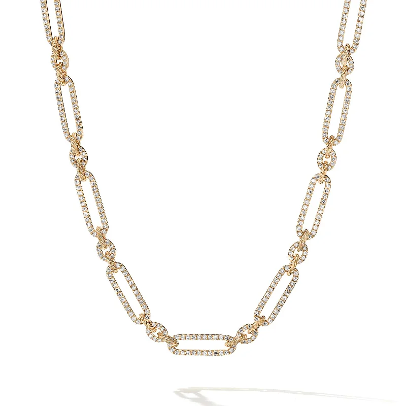 personalized jewelry necklaces-Lexington Chain Necklace in 18K Yellow Gold with Full Pave Diamonds