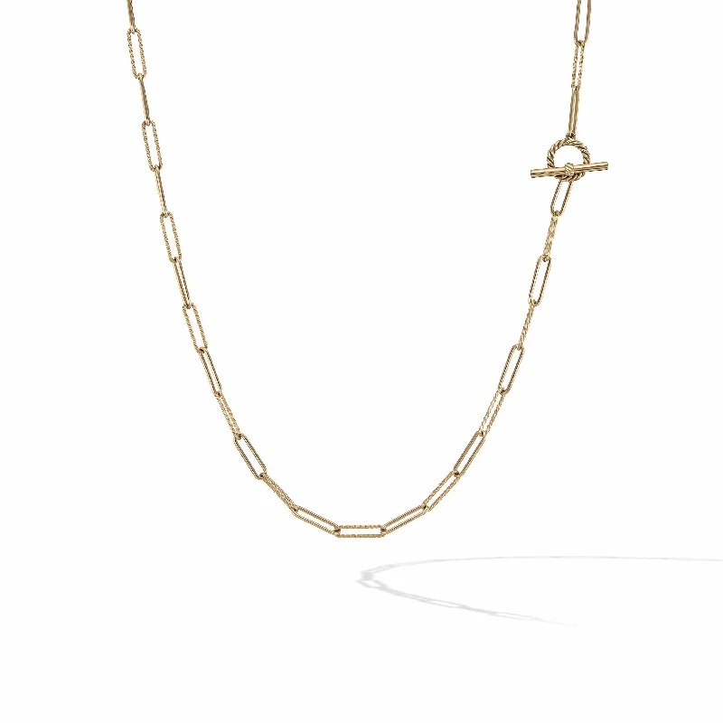 gold necklaces with diamonds-DY Madison Elongated Chain Necklace in 18K Yellow Gold