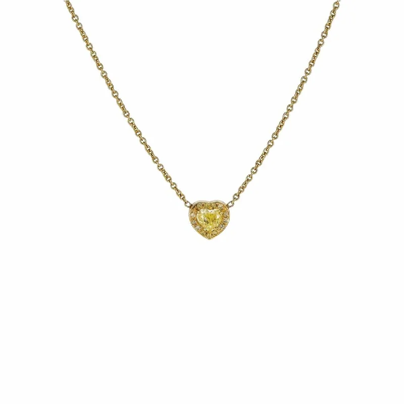 long necklaces for women-Heart Pendant in Yellow Diamond