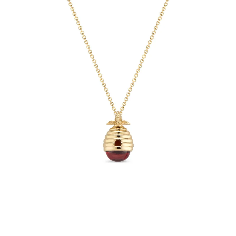 diamond necklaces for women-Garnet Mini Beehive Pendant