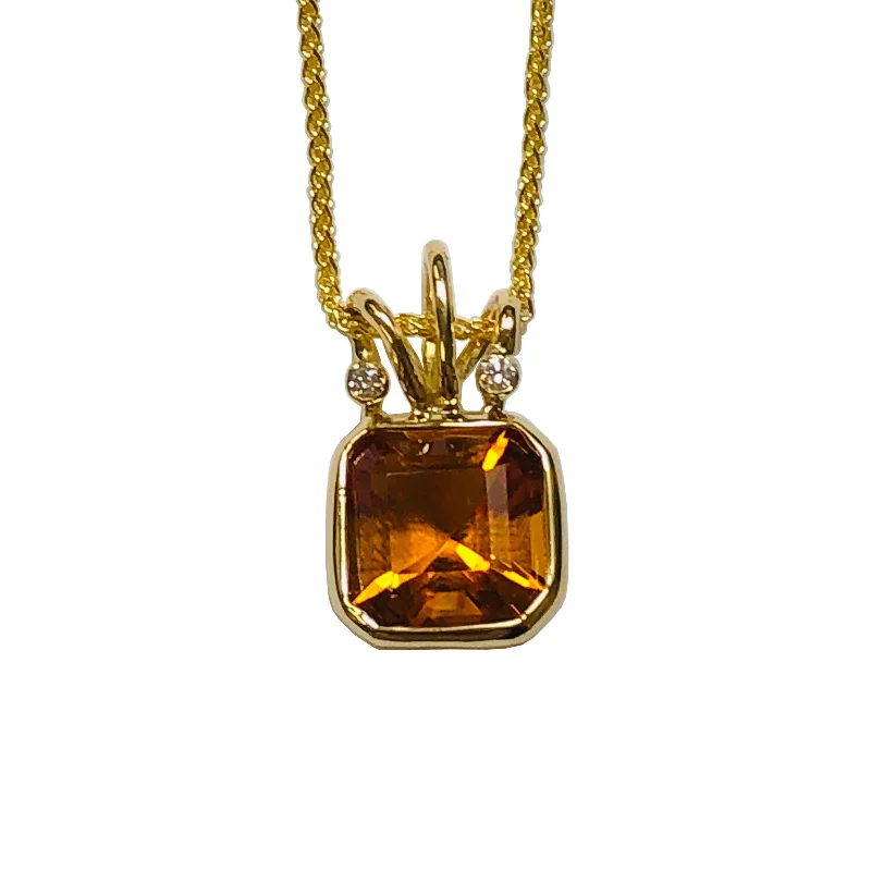 colorful gemstone necklaces-Citrine & Diamond Triple Loop Top Pendant