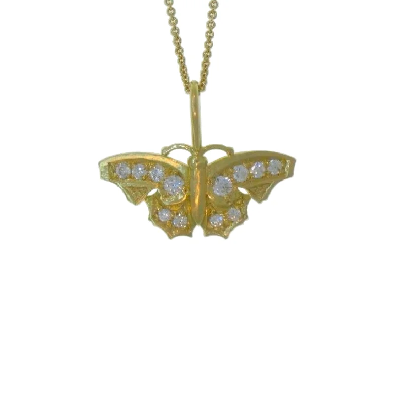 double-layered necklaces-Diamond Butterfly Pendant