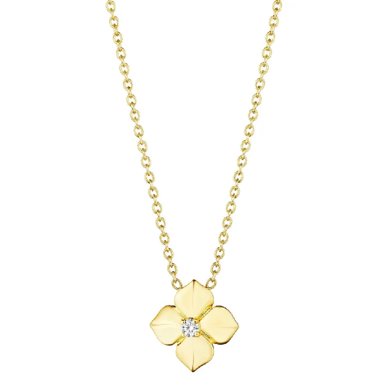 long statement necklaces-Diamond Flower Necklace