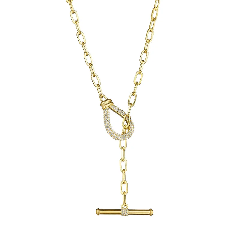 layered gold necklaces-Diamond Toggle Necklace