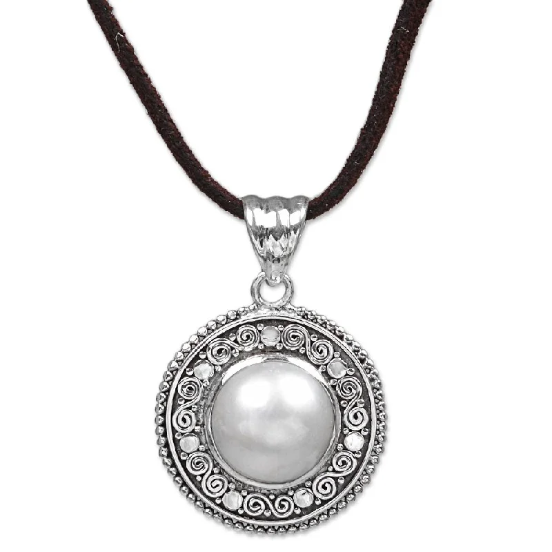 adjustable necklaces for women-NOVICA Handmade Sterling Silver White Orb Cultured Pearl Necklace (Indonesia)