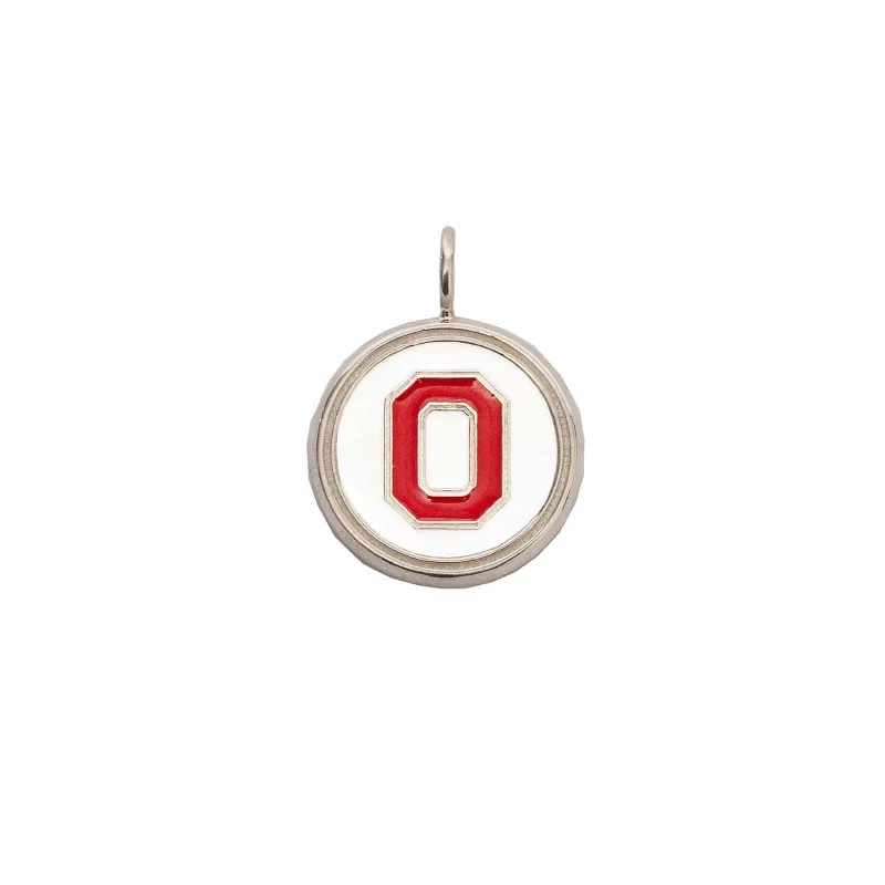 custom pendant necklaces-OSU Block "O" Charm with Red and White Enamel