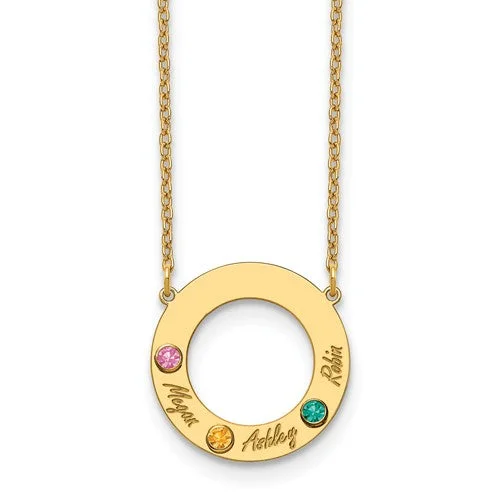 fashion necklaces for women-Round Open Disc w/ Names & Birthstones Mother's Family Pendant Necklace