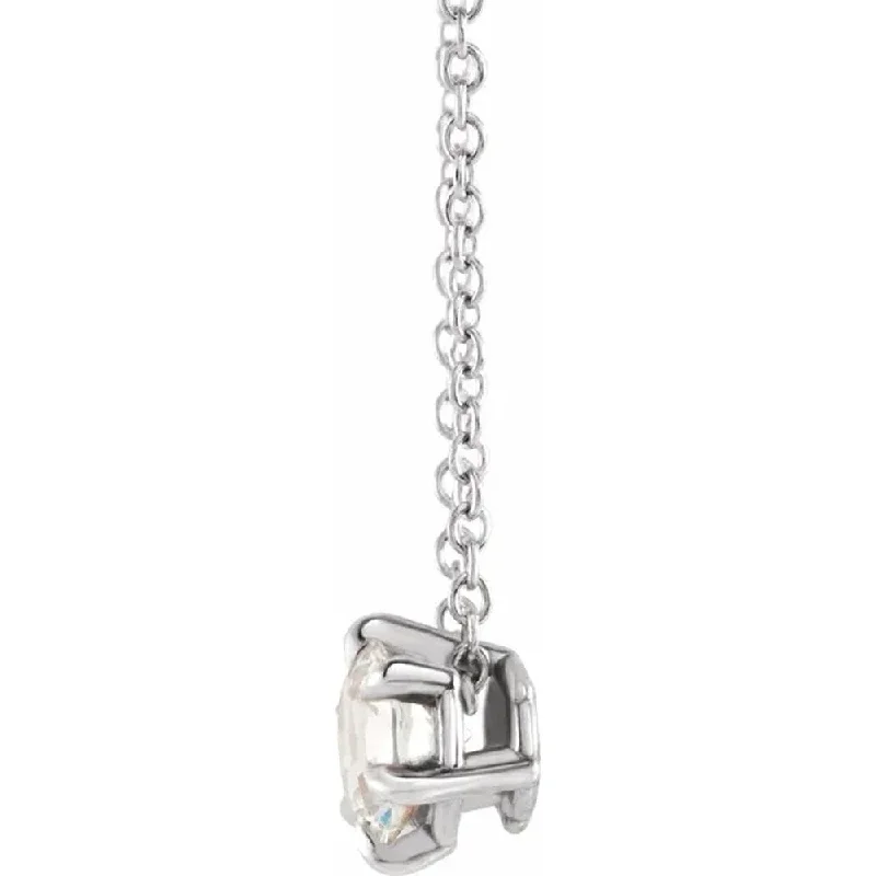 gold necklaces with pearls-Platinum 1/2ct Floating Solitaire EX3 Lab Grown Diamond Pendant Necklace