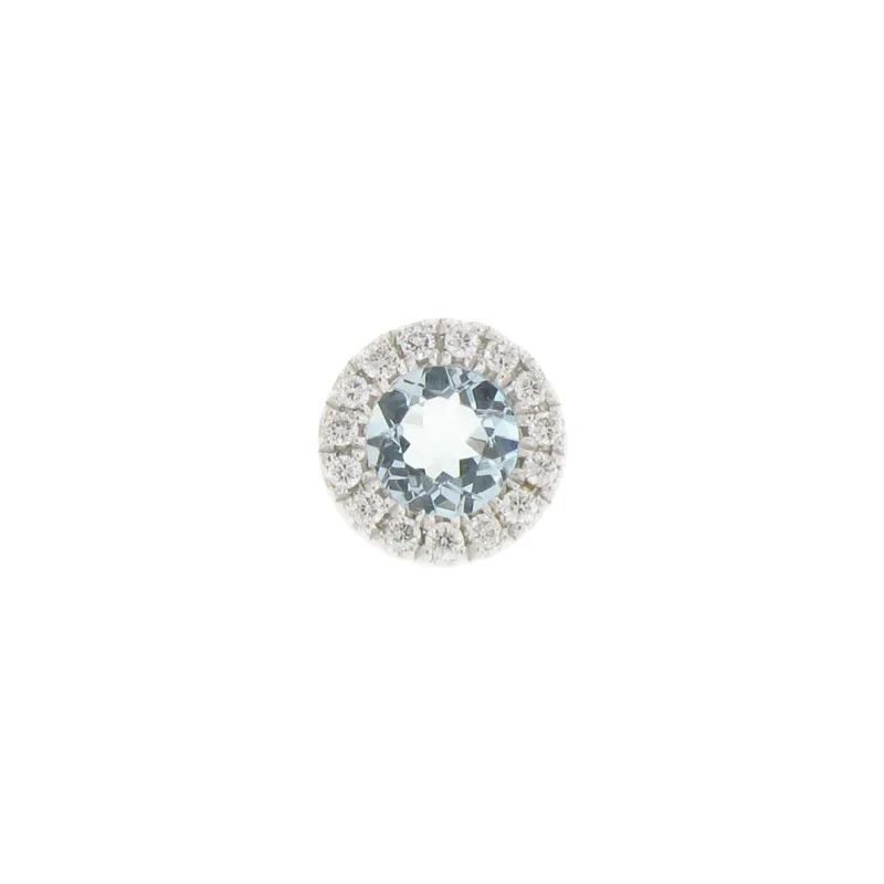 best necklaces for men-Aquamarine with Diamond Halo Encore Slide Pendant