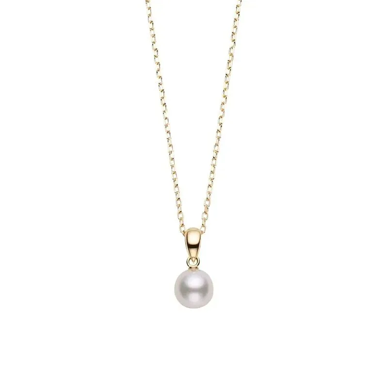 luxury gold necklaces-Akoya Cultured Pearl Everyday Essentials Pendant (A 7.5-7mm)