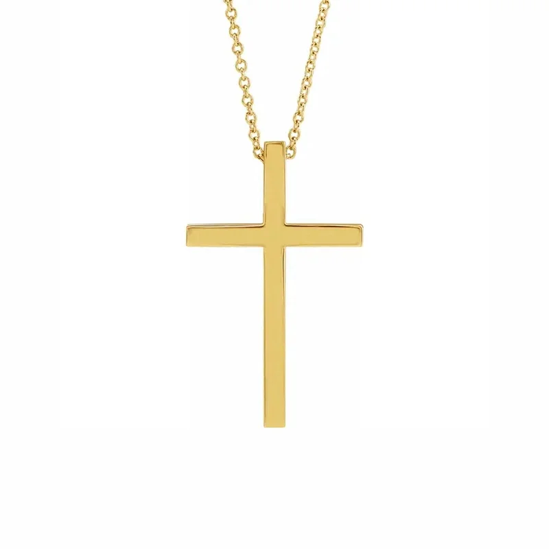 bridal necklaces for women-Polished Cross Necklace in Yellow Gold