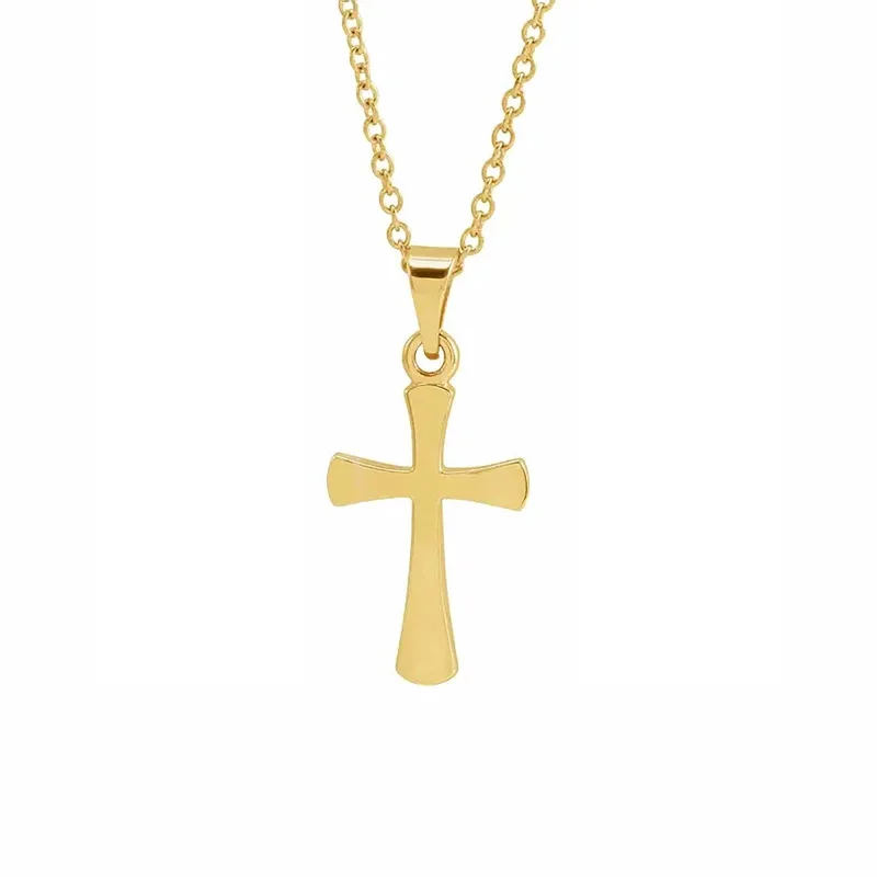 charm necklaces for women-Small Cross Pendant in Yellow Gold