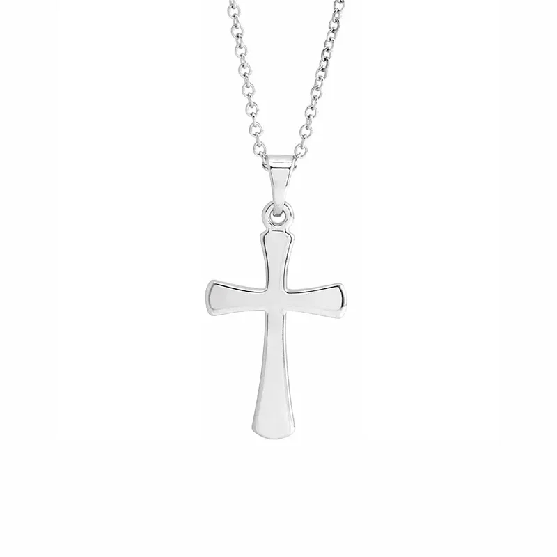 diamond pendant necklaces-Small Cross Pendant in Sterling Silver