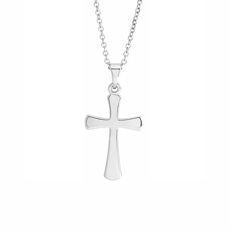 layered gold necklaces-Small Cross Pendant in White Gold