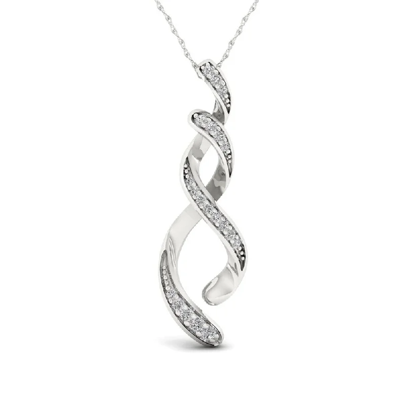 women’s crystal necklaces-S925 Sterling Silver 1/6ct TDW Infinity Waves Necklace