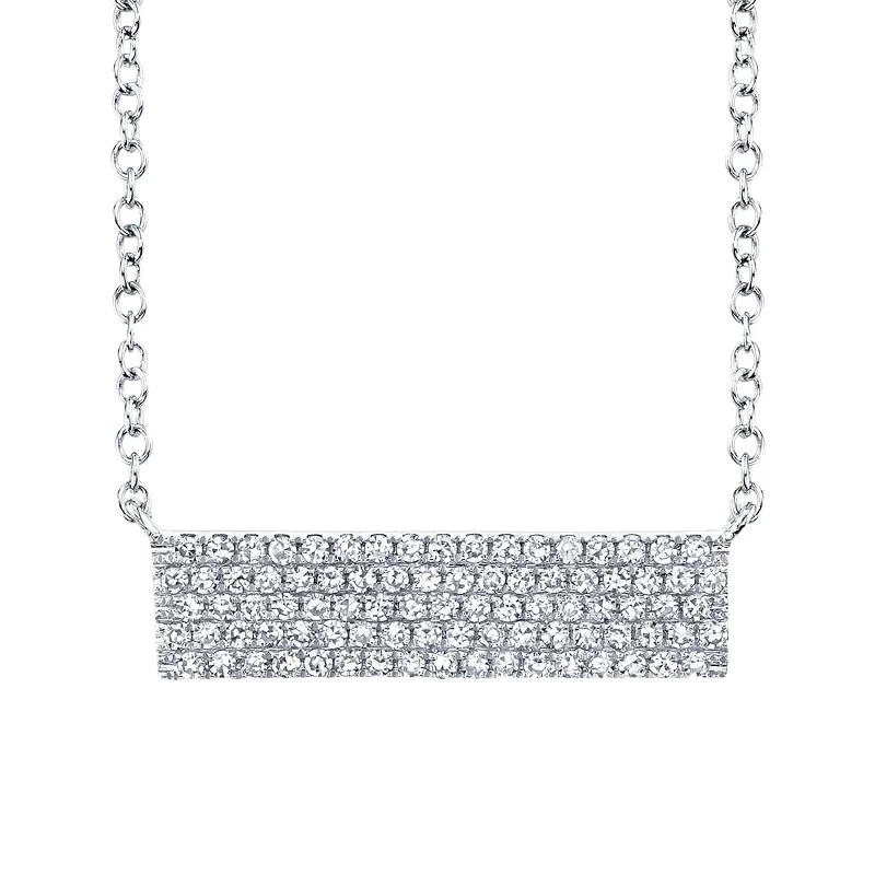 silver pendant necklaces-Diamond Pavé Bar Necklace