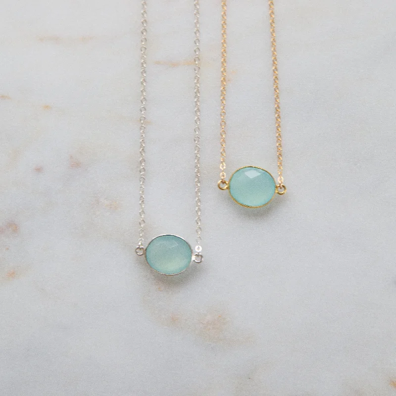 gold chain necklaces for men-Seafoam Bezel Necklace