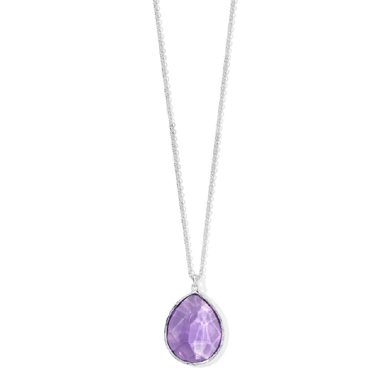 gold necklaces for gifts-Amethyst Large Rock Candy Teardrop Pendant