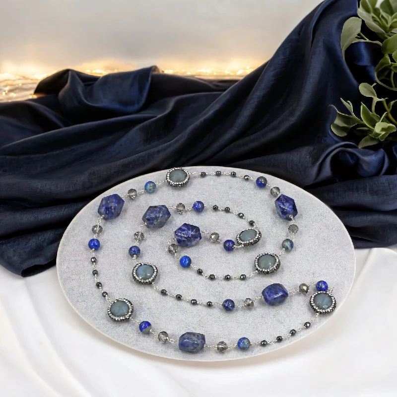 statement necklaces for women-Sodalite Rosary Blue Necklace