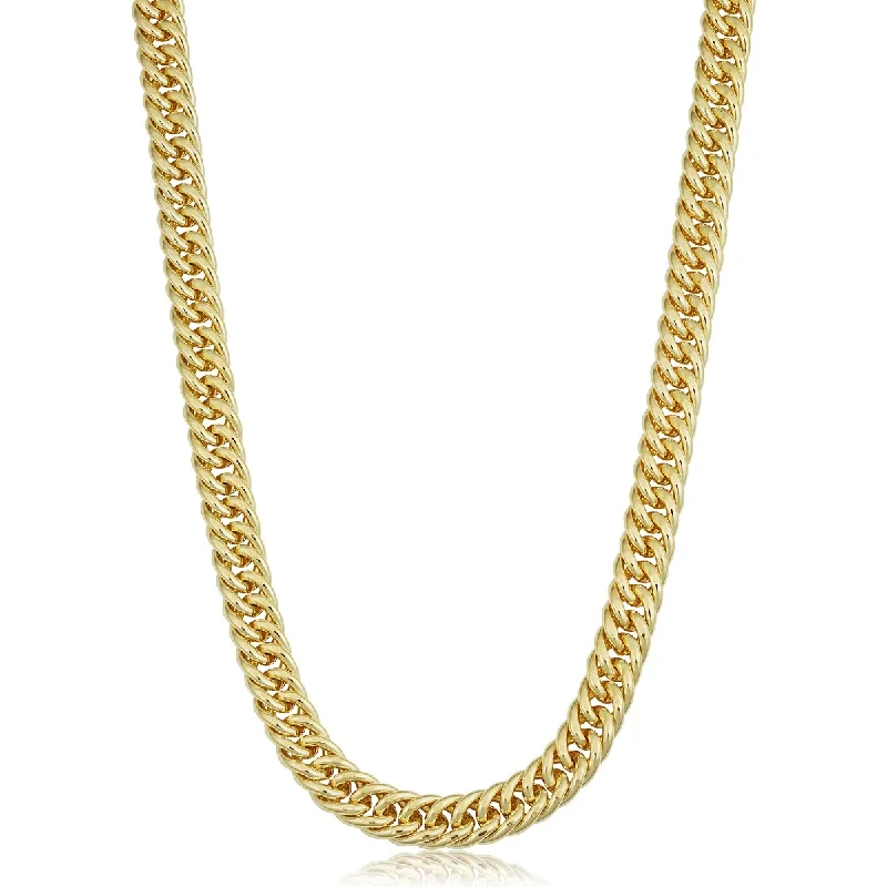 luxury gold necklaces-Solid 14k Yellow Gold Filled 7.0 mm Double Curb Link Chain Necklace For Men and Women