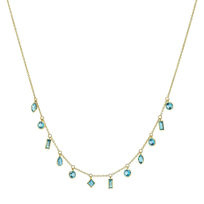 custom pendant necklaces-Swiss Blue Topaz Drop Necklace