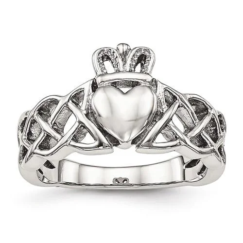 fashion ring for women -Stainless Steel Celtic Knot Claddagh Ring