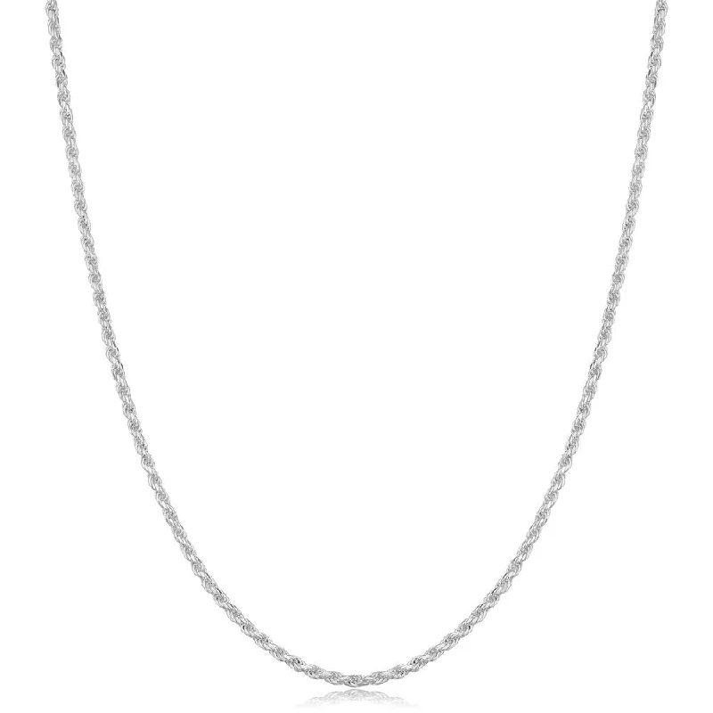 engraved necklaces for women-Sterling Silver 1.3 millimeter Diamond Cut Rope Necklace (14-30 inch)