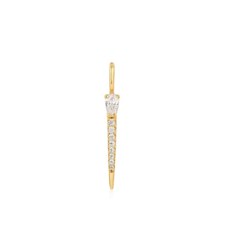 sterling silver chokers-Sterling Silver & 14K Yellow Gold Plated Cubic Zirconia Bar Charm by Ania Haie