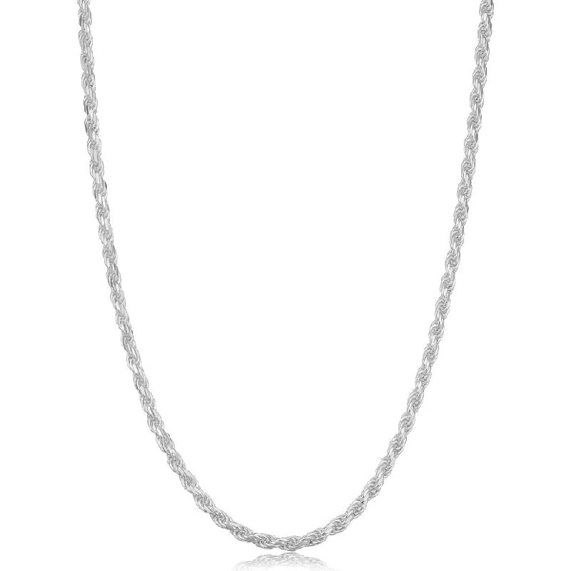 birthstone necklaces for women-Sterling Silver 2.3 millimeter Diamond Cut Rope Necklace (14-30 inch)