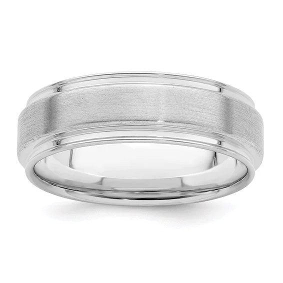 men’s wedding band with diamonds -Sterling Silver 6mm Wide Brushed Finish Band