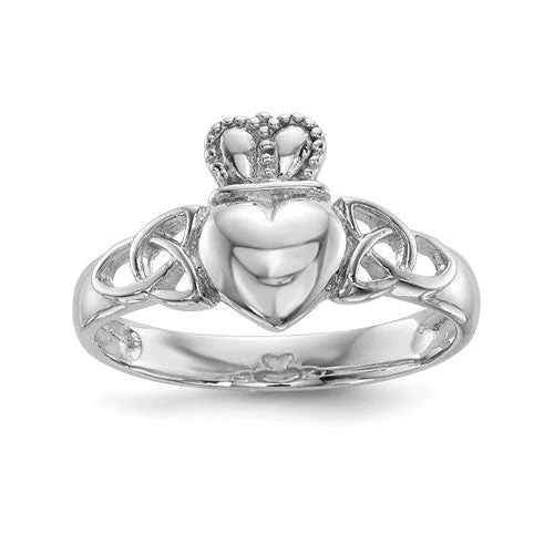 wedding ring set with diamonds for women -Sterling Silver Celtic Knot Claddagh Ring