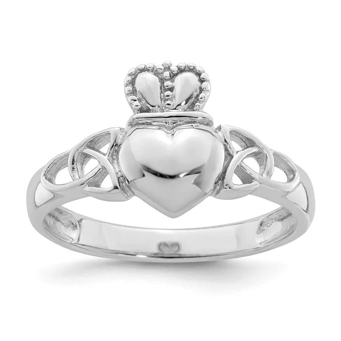 cushion cut diamond ring for women -Sterling Silver Claddagh With Celtic Knots Ring