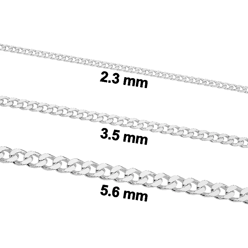 chunky gold necklaces-Sterling Silver Classic Curb Link Chain Necklace for Men and Women (2.3, 3.5 or 5.6 millimeters)