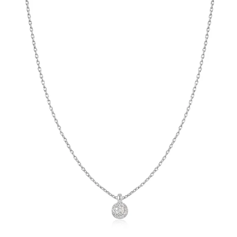 love heart necklaces for women-Sterling Silver Cubic Zirconia Cluster Sphere Necklace by Ania Haie