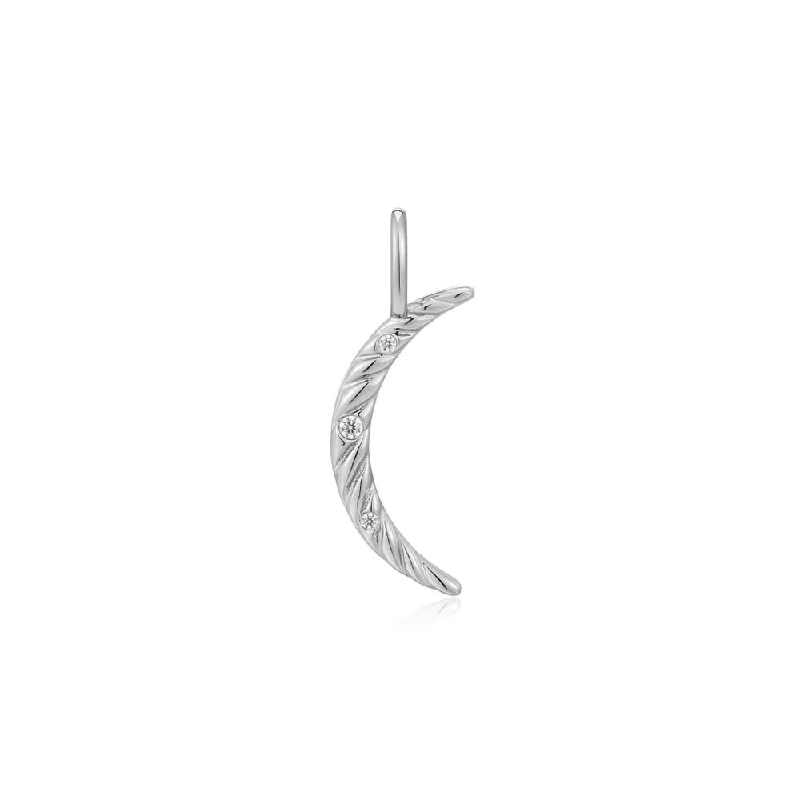 personalized charm necklaces-Sterling Silver Cubic Zirconia Crescent Moon Charm by Ania Haie