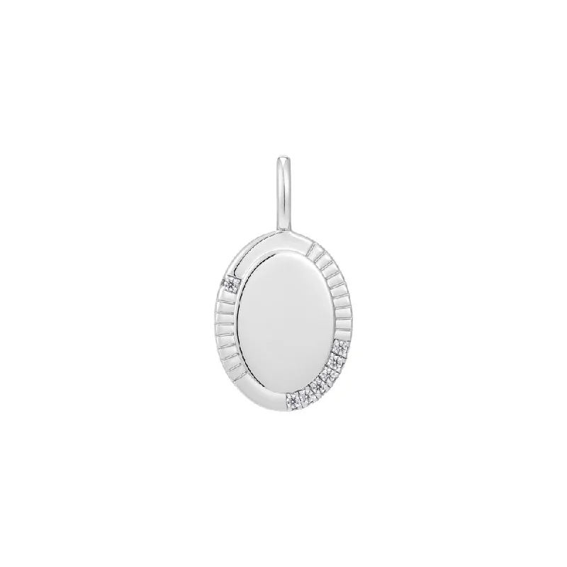 luxury gemstone necklaces-Sterling Silver Cubic Zirconia Oval Charm by Ania Haie