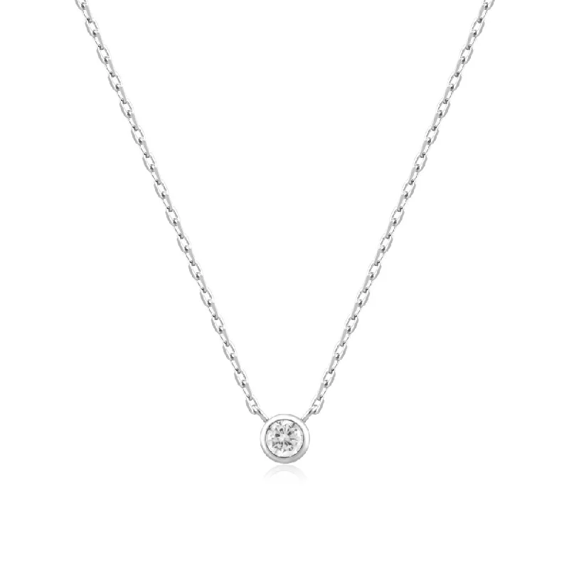 custom pendant necklaces-Sterling Silver Cubic Zirconia Solitaire Necklace by Ania Haie