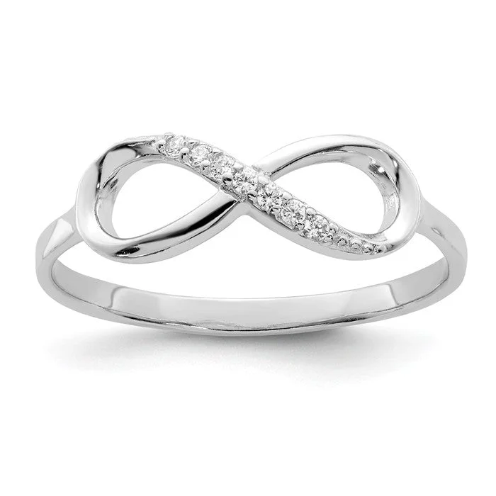 gold engagement ring for women -Sterling Silver CZ Infinity Ring