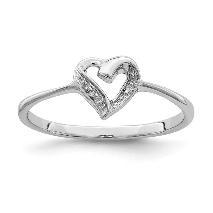 silver eternity ring for women -Sterling Silver Genuine Diamond Accent Heart Ring