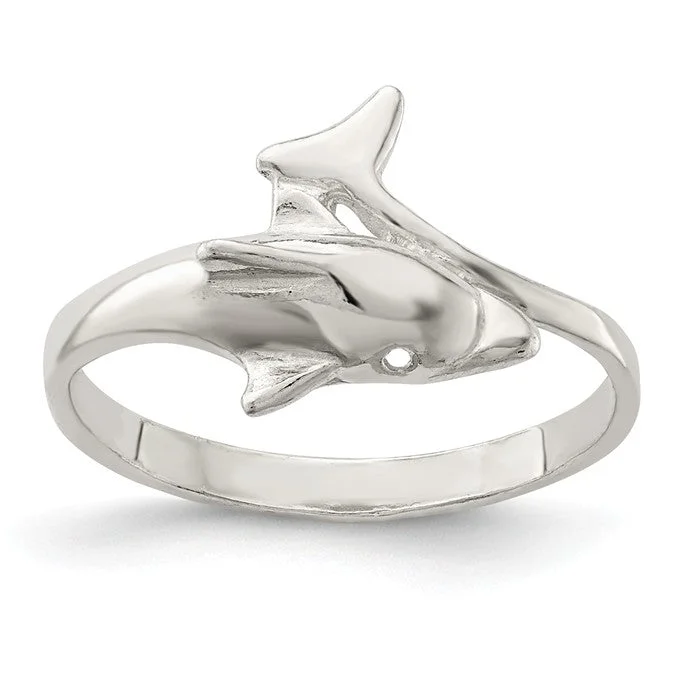 unique engagement rings for women -Sterling Silver Dolphin Ring