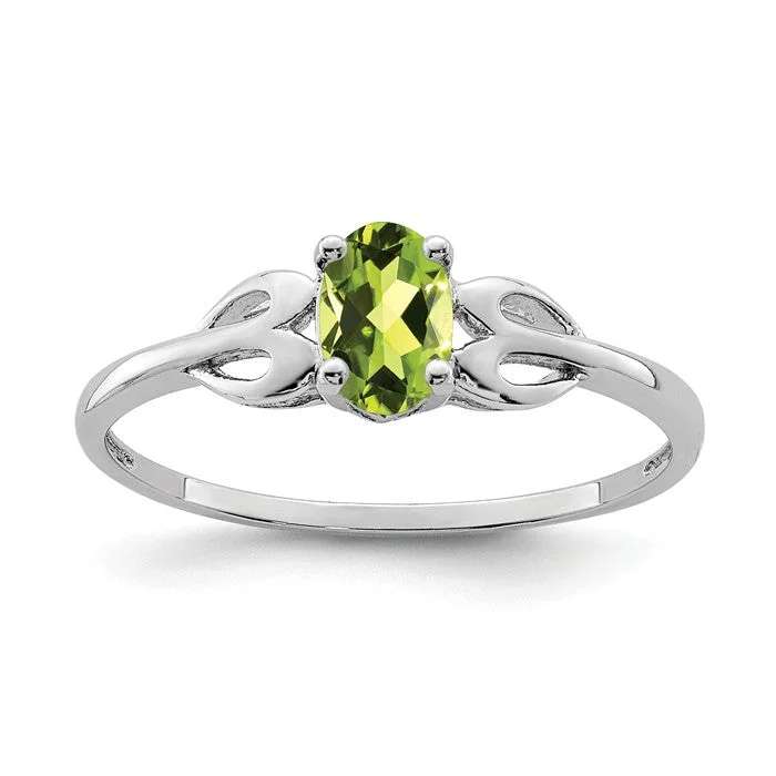 platinum engagement ring for women -Sterling Silver Genuine Peridot Heart Design Ring